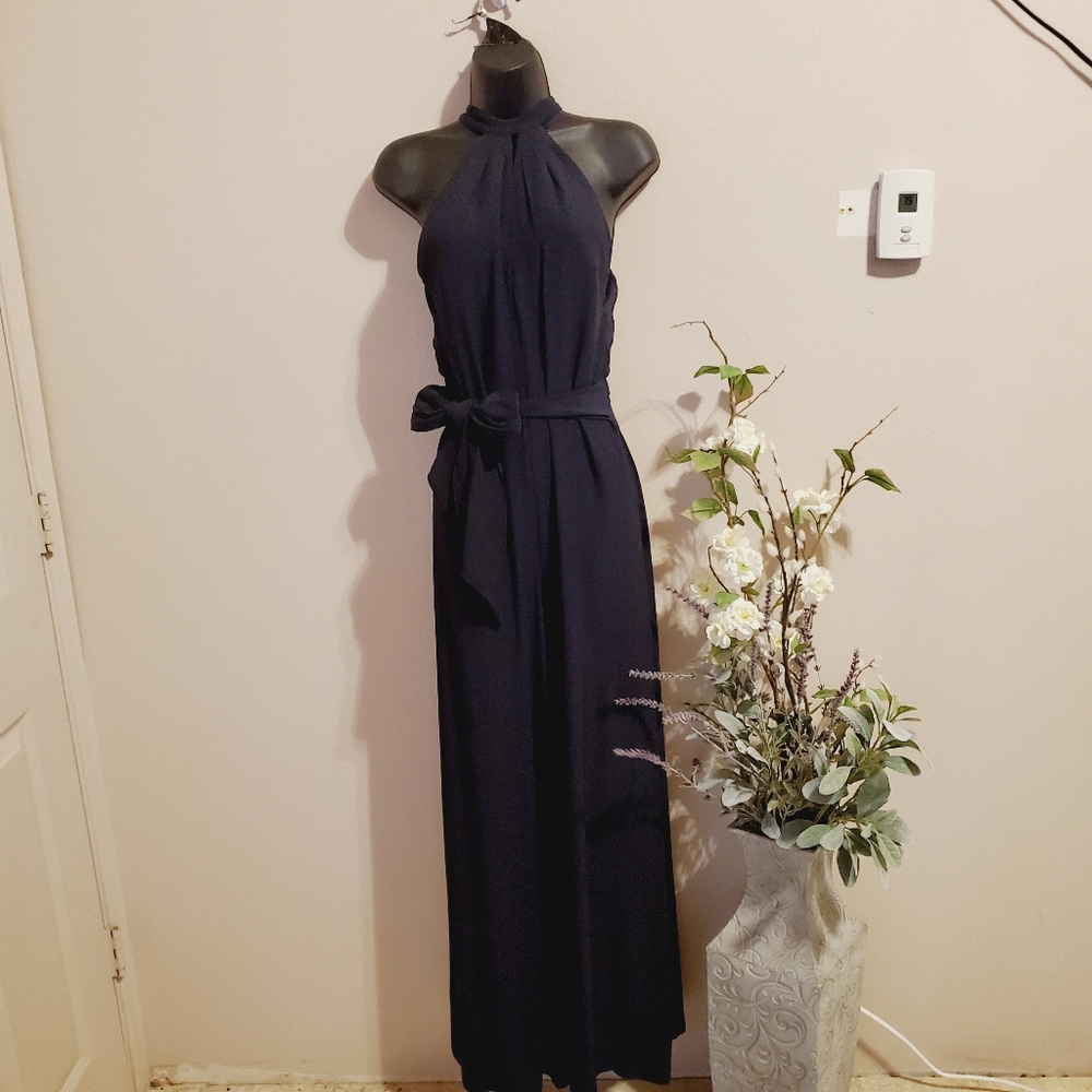 Paul & Joe Gray wide leg cut out low  back pants Romper